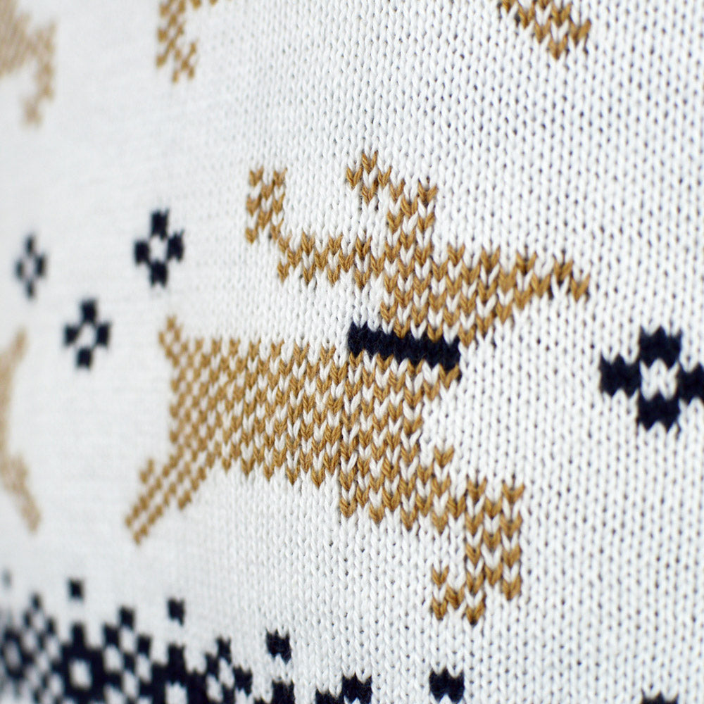 Jersey de Navidad para Mujer Elegante Blanco Alaska renos