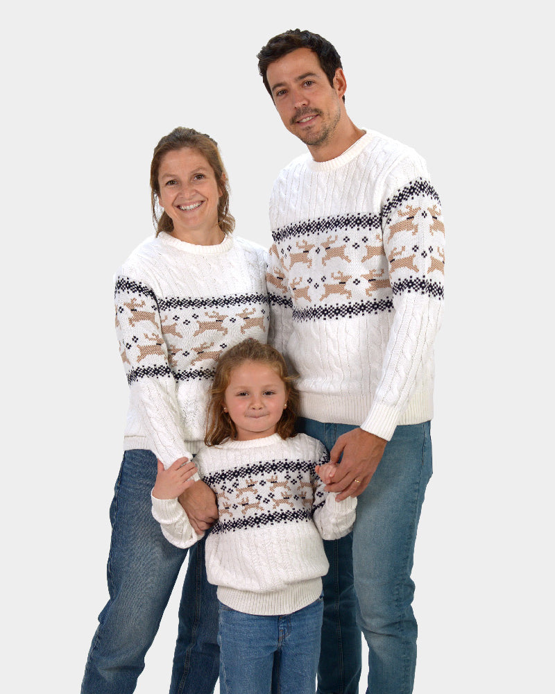 Jersey de Navidad para Familia Elegante Blanco Alaska Algodón