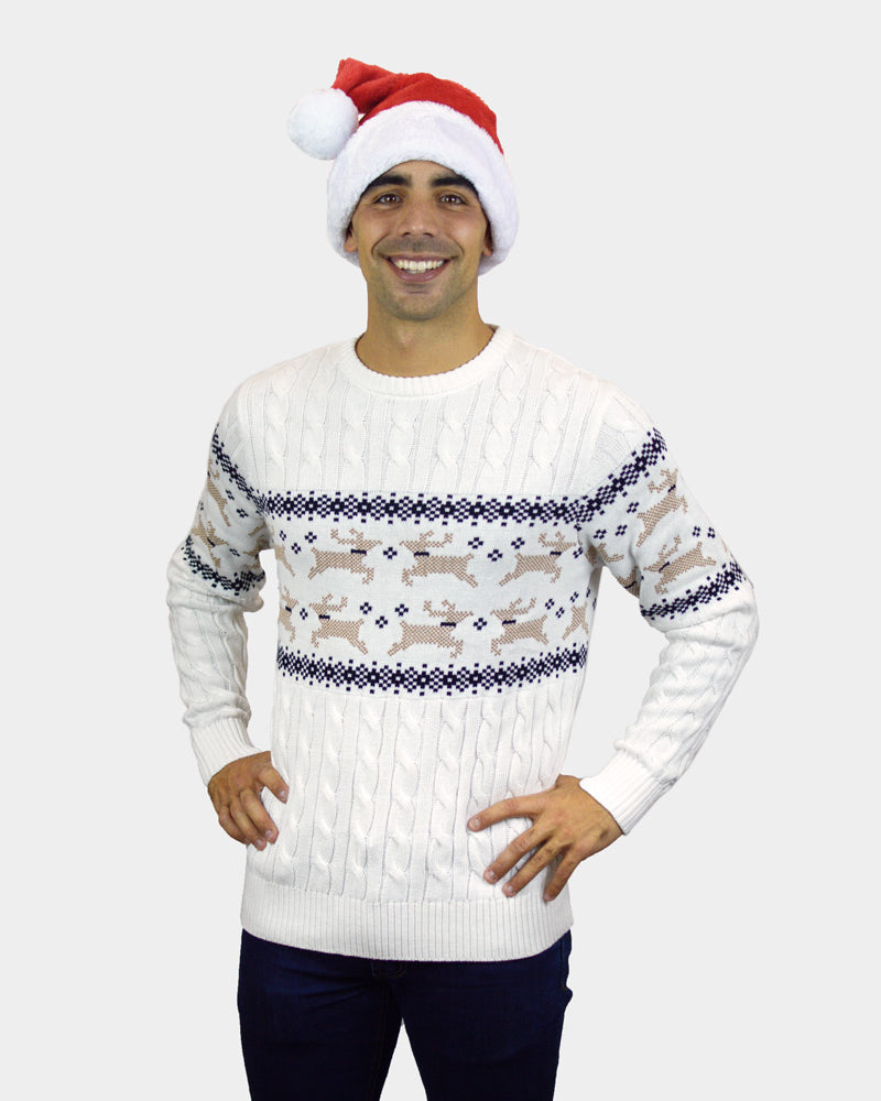 Jersey de Navidad Parejas Elegante Blanco Alaska hombre