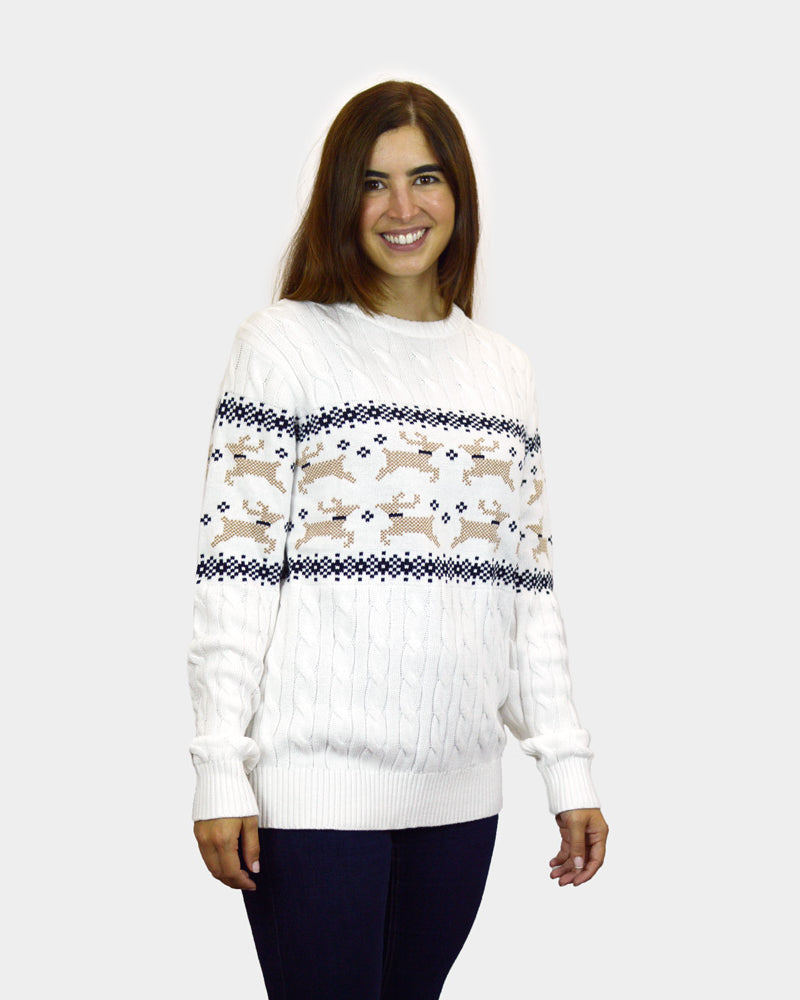 Jersey de Navidad para Familia Elegante Blanco Alaska mujer