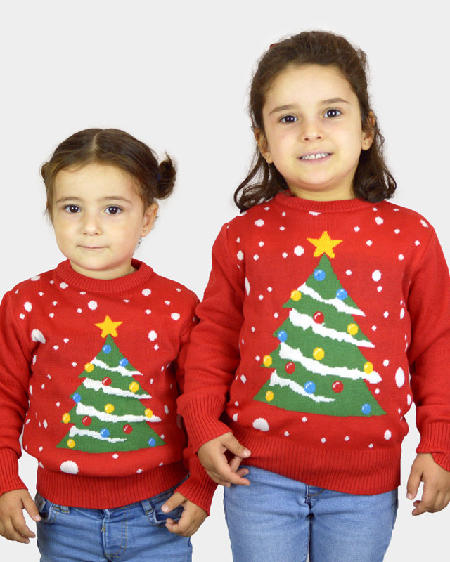 Jersey de Navidad para Niña Rojo Árbol de Navidad