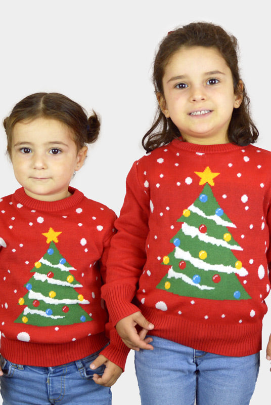 Jersey de Navidad para Niña Rojo Árbol de Navidad