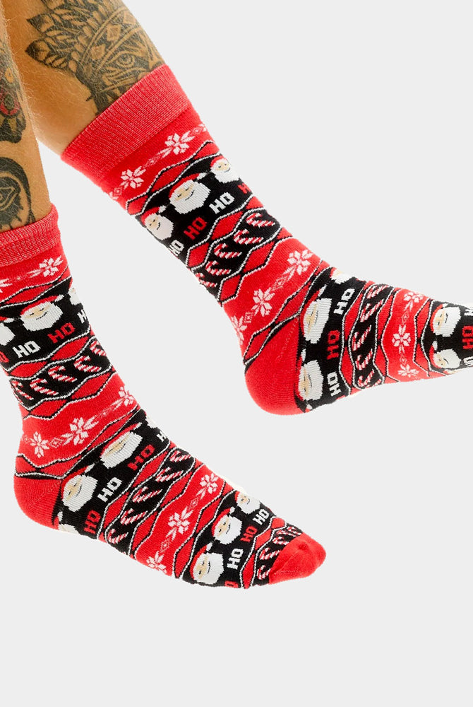 Calcetines de Navidad Unisex Rojos Papá Noel Ho Ho Ho hombre y mujer