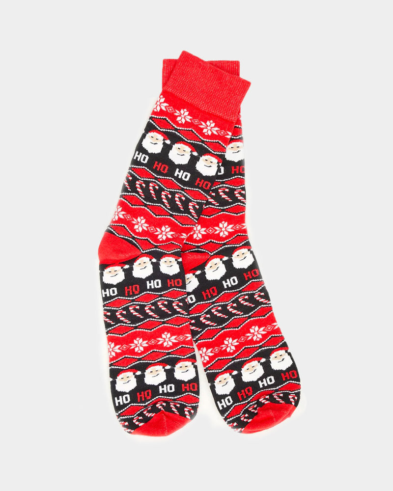 Calcetines de Navidad Unisex Rojos Papá Noel Ho Ho Ho