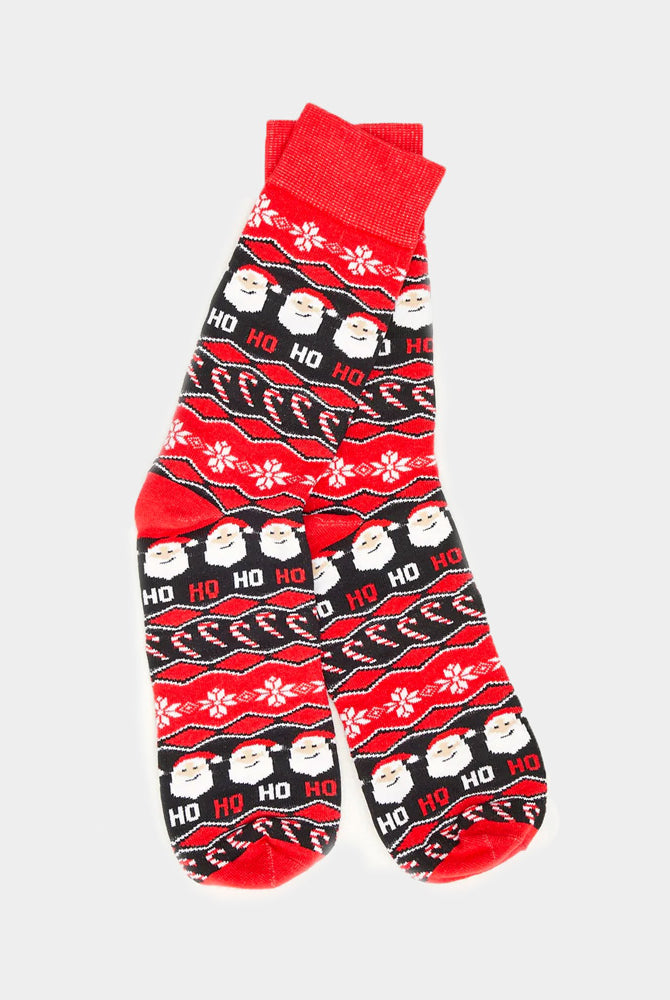 Calcetines de Navidad Unisex Rojos Papá Noel Ho Ho Ho