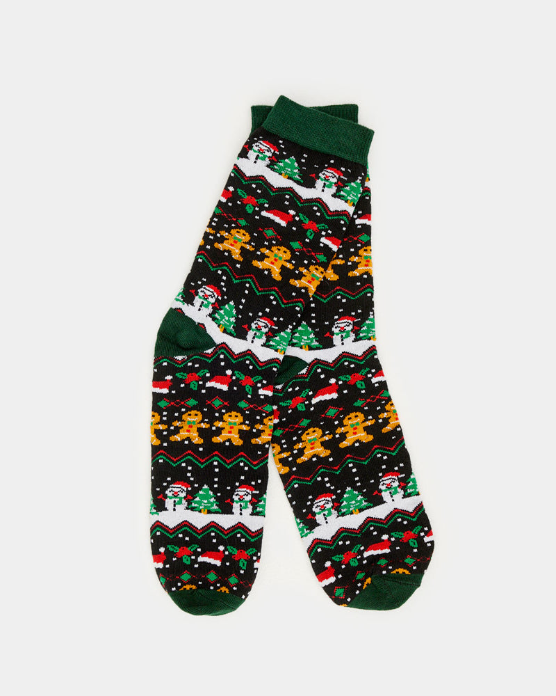 Calcetines de Navidad Unisex Verdes con Gingerbread