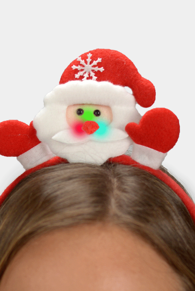 Diadema Navideña con Luces LED Papá Noél