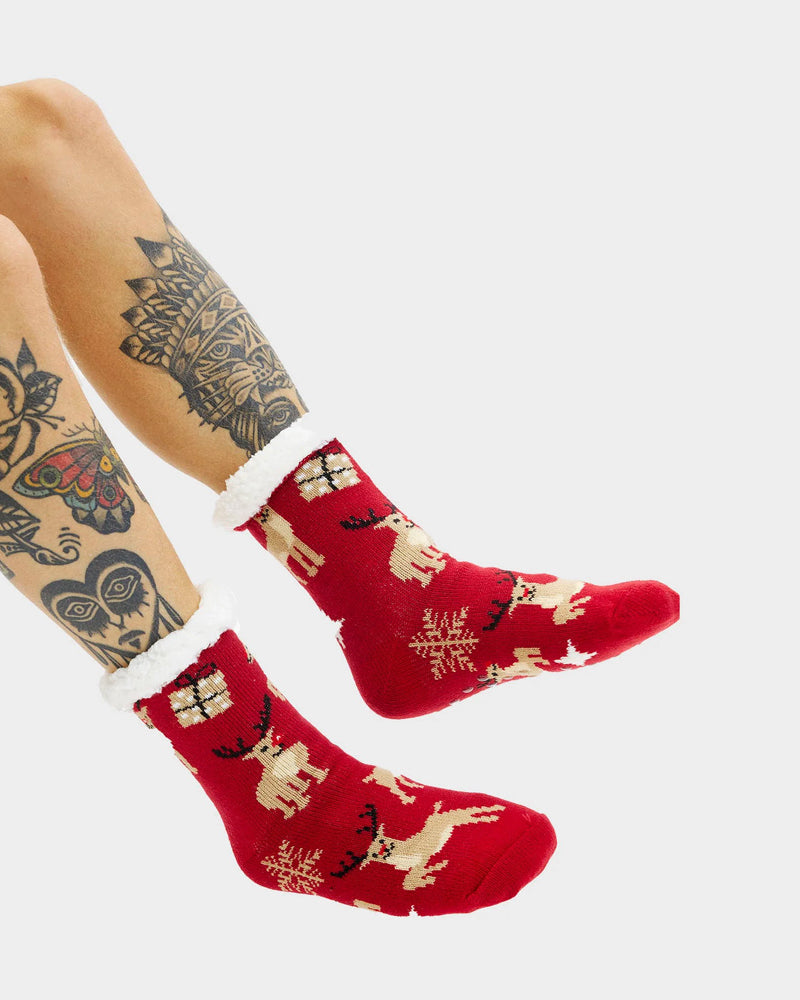 Calcetines de Navidad de andar por casa Renos y Regalos