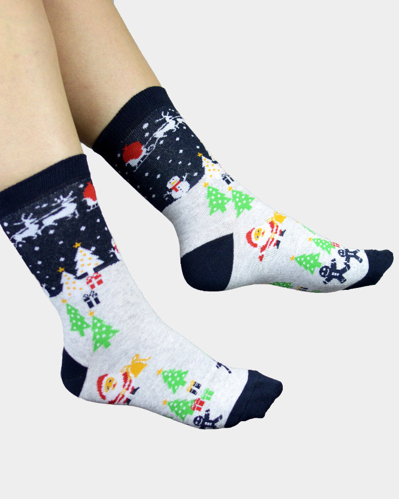 Calcetines de Navidad con Muñeco de Nieve y Árboles de Navidad