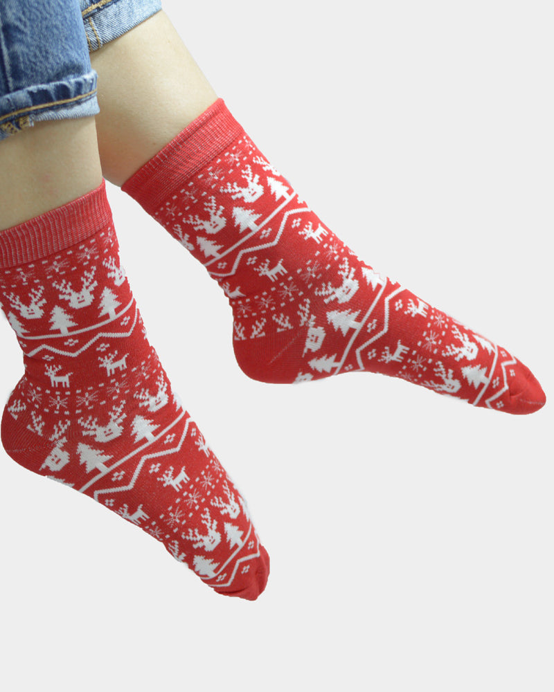 Calcetines de Navidad Renos Rojo Unisex