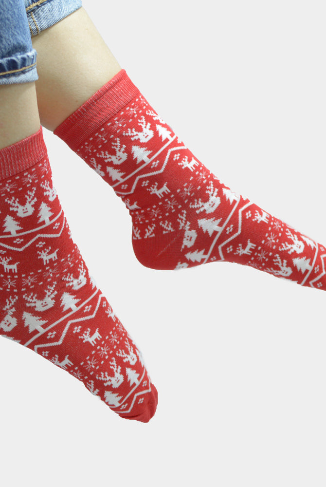 Calcetines de Navidad Renos Rojo Unisex