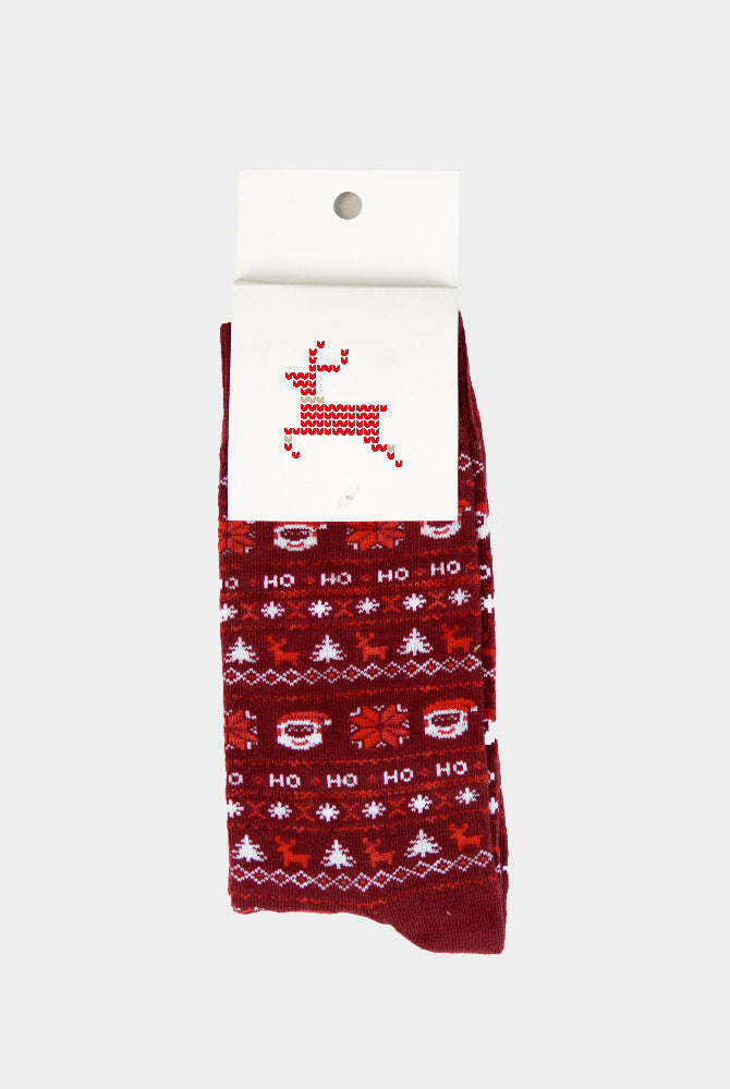 Calcetines de Navidad Rojos con Santa y Renos