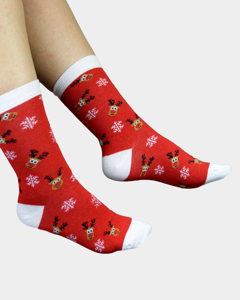 Calcetines de Navidad Rojos Reno Rudolph