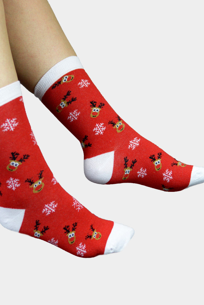 Calcetines de Navidad Rojos Reno Rudolph