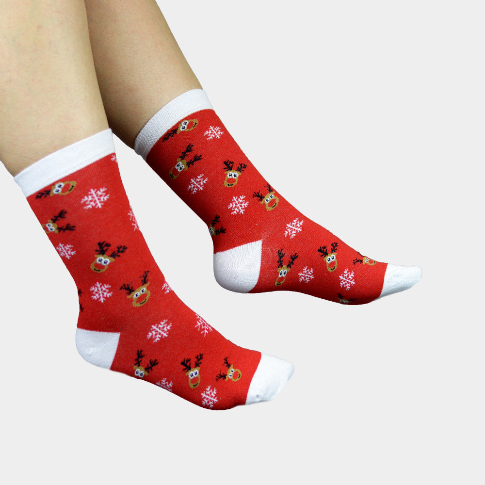 Calcetines de Navidad Rojos Reno Rudolph