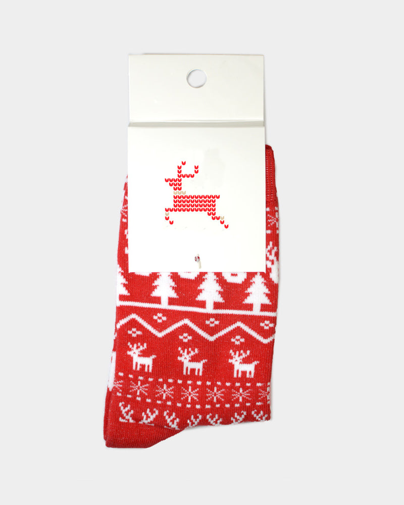 Calcetines de Navidad Unisex Renos Rojo