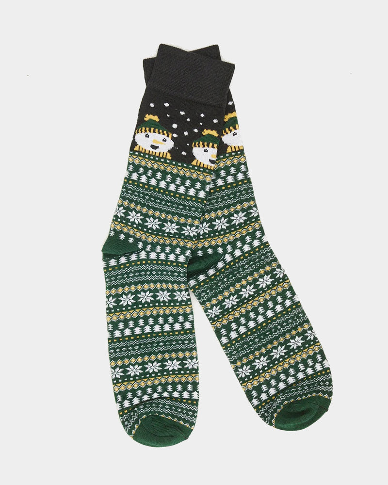 Calcetines de Navidad Unisex Verdes con Muñeco de Nieve
