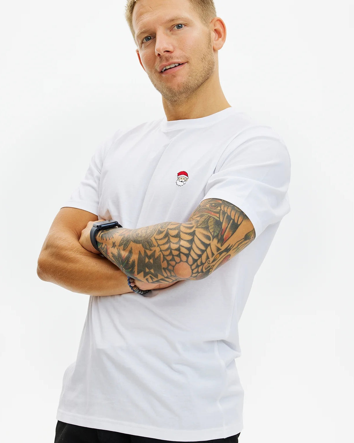 Camiseta de Navidad para Hombre y Blanca Santa