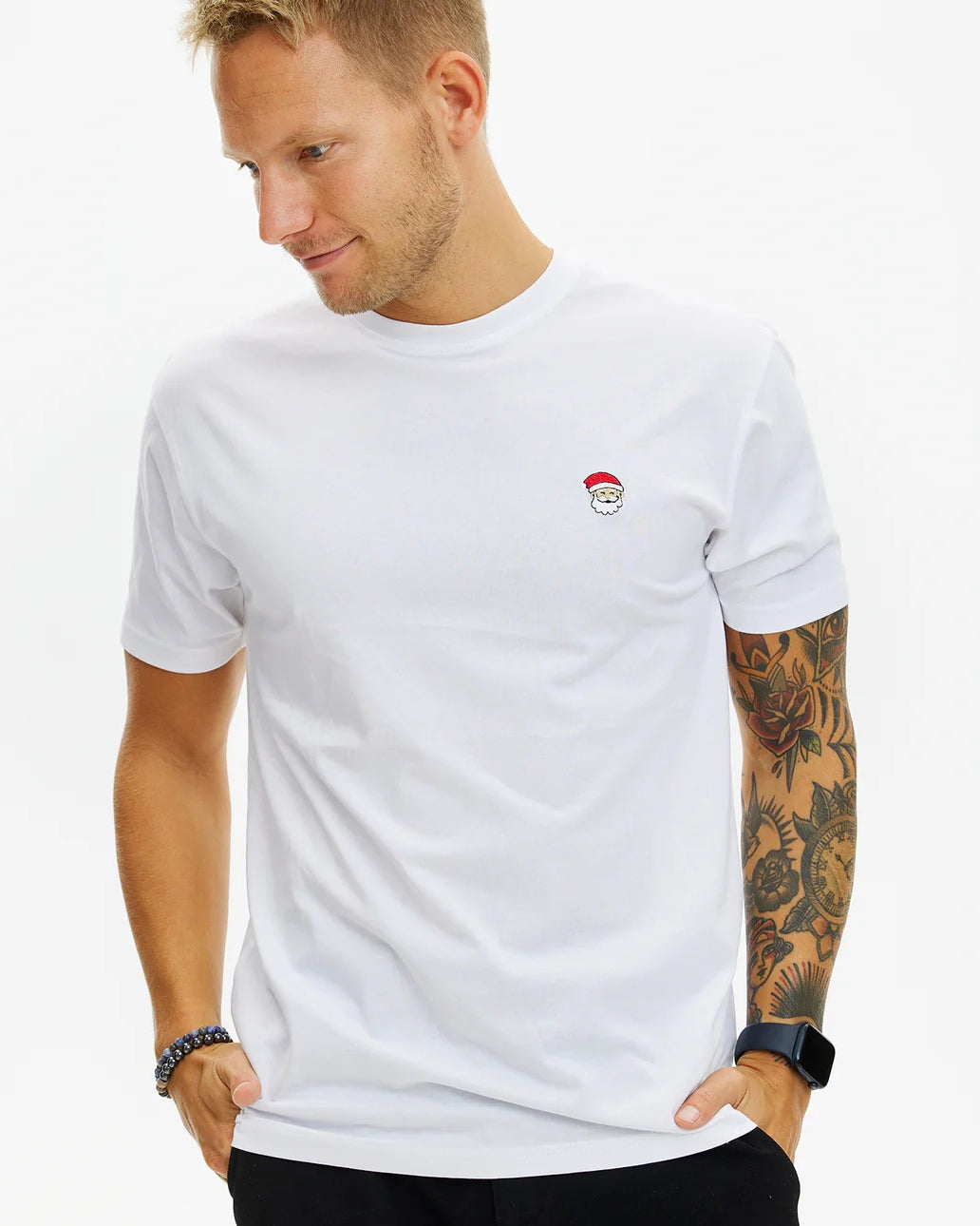 Camiseta de Navidad para Hombre y Mujer Blanca Santa