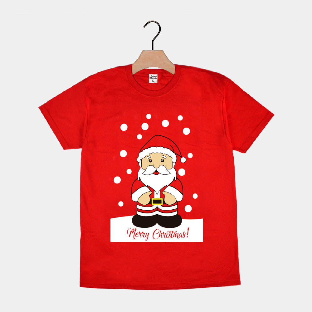 Camiseta de Navidad para Familia Roja con Papá Noel