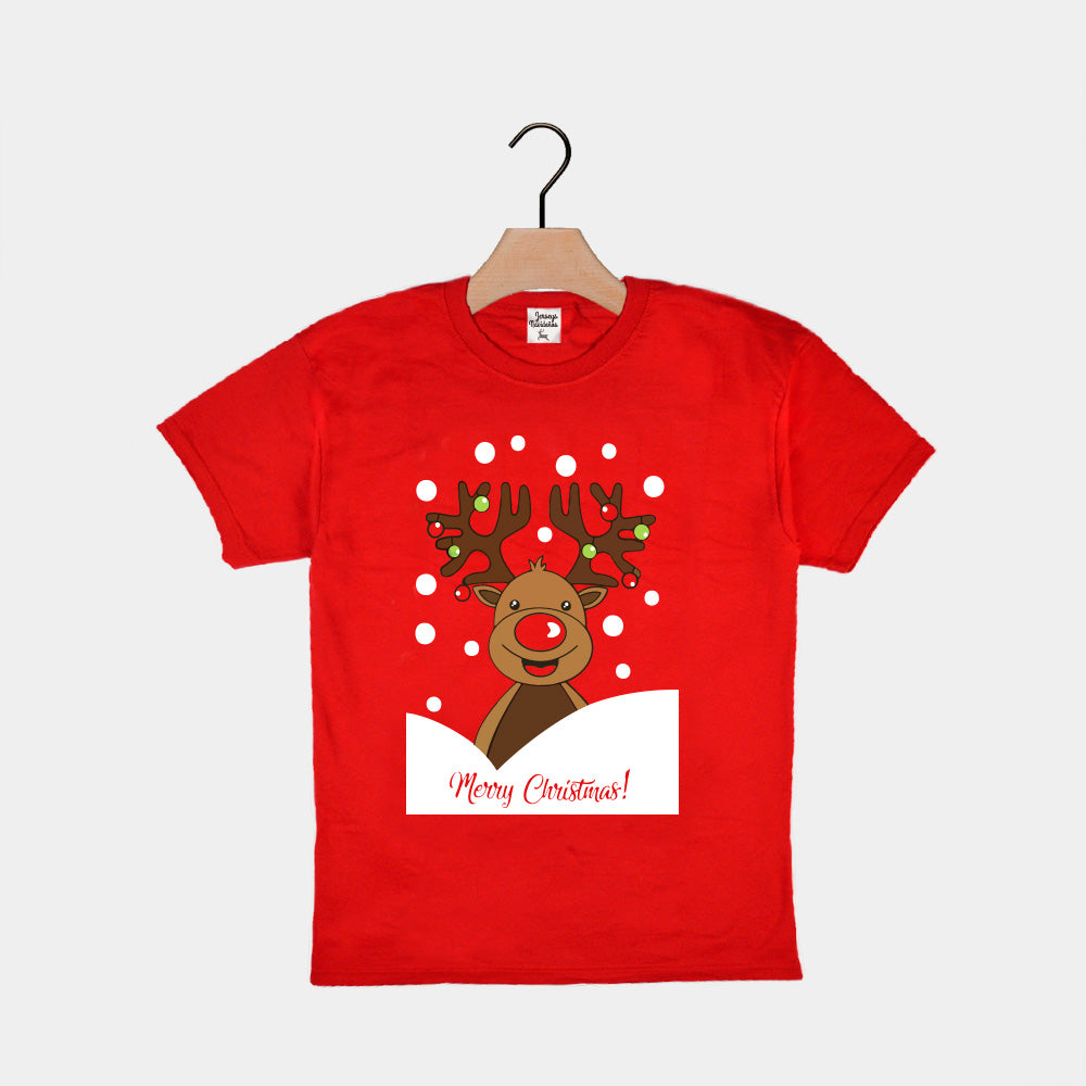Camiseta de Navidad para Familia Roja Reno Rudolph