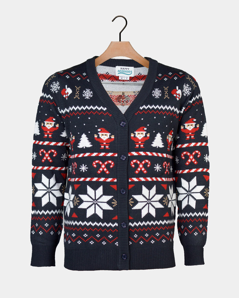 Cárdigan Jersey de Navidad para Hombre Azul Estrellas Polares