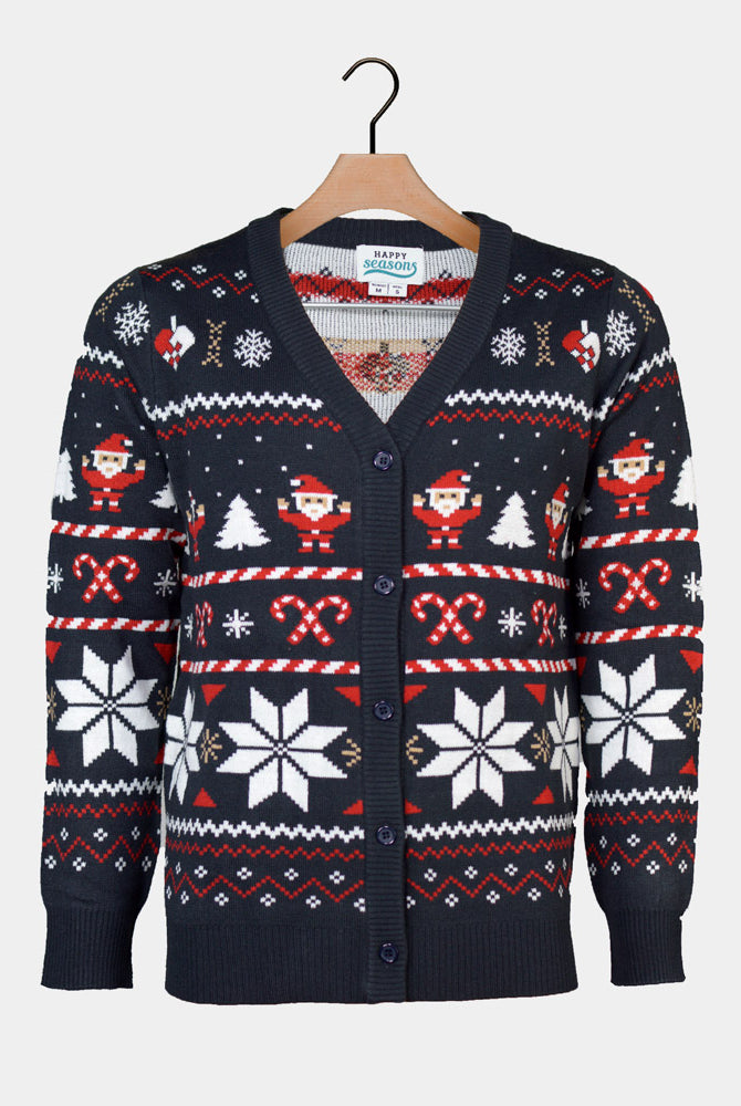 Cárdigan Jersey de Navidad para Pareja Azul Estrellas Polares