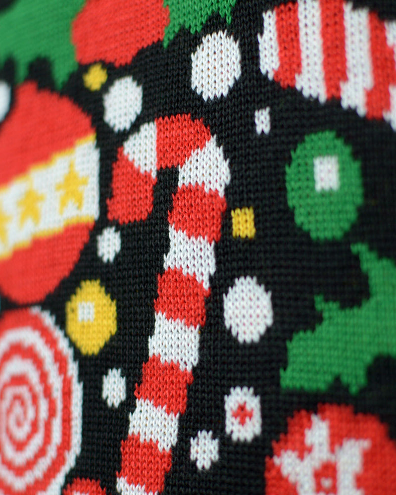 Jersey de Navidad detalle Familia Negro con Árbol de Navidad