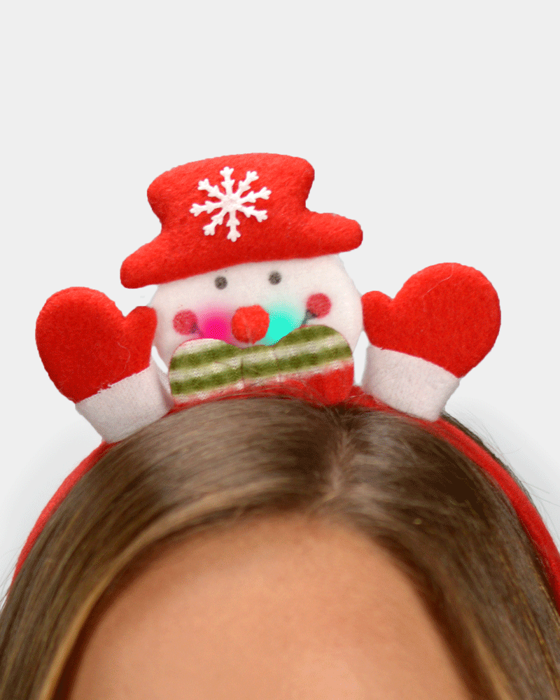 Diadema Navideña con Luces LED Muñeco de Nieve
