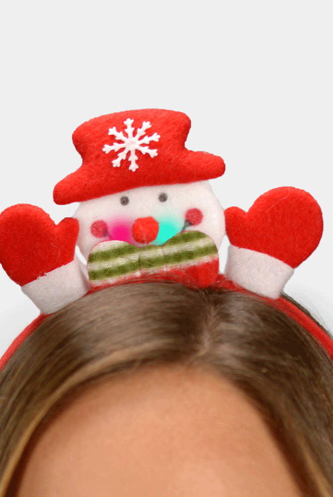 Diadema Navideña con Luces LED Muñeco de Nieve