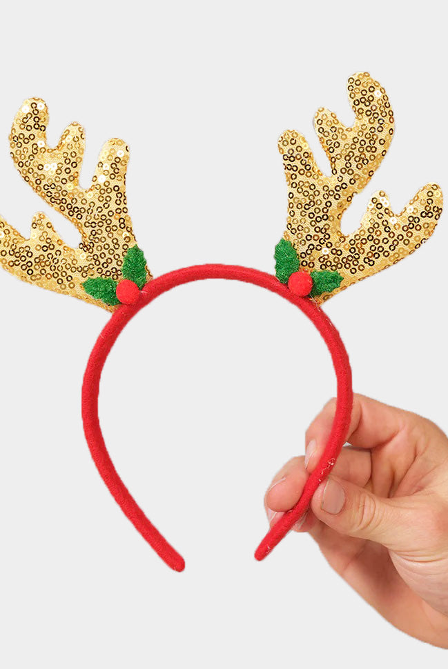 Diadema Navideña de Reno Dorada