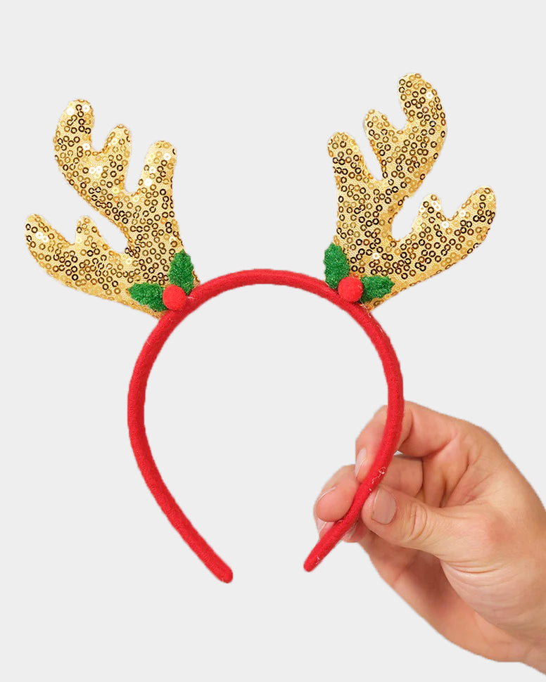 Diadema Navideña de Reno Dorada