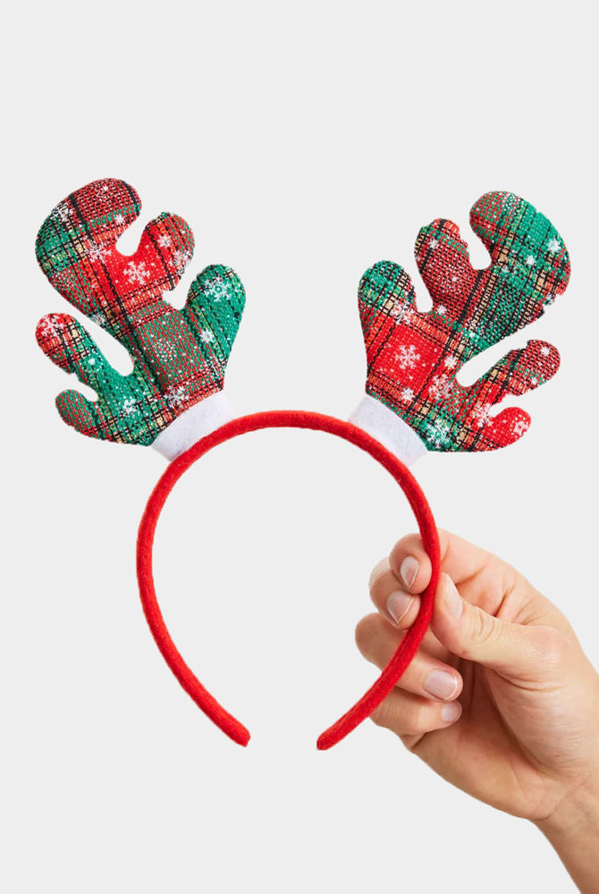 Diadema Navideña de Reno Tartán
