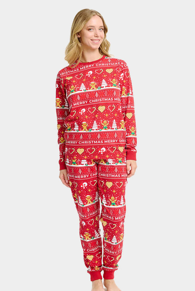 Gingercookies Pijama de Navidad para Mujer Unisex Rojo