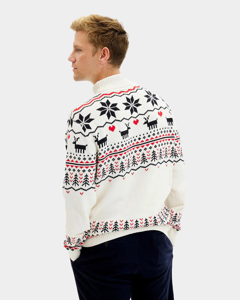 Hombre Jersey de Navidad de cuello alto Elegante Beige Algodón Orgánico