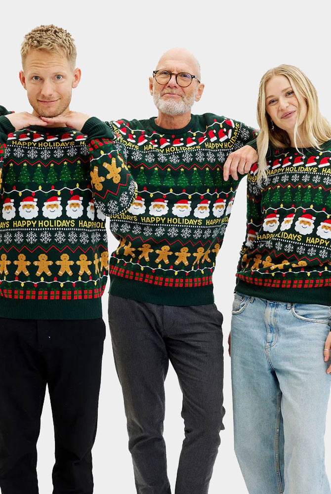Jersey de Navidad para Mujer Verde Happy Holidays Hombres