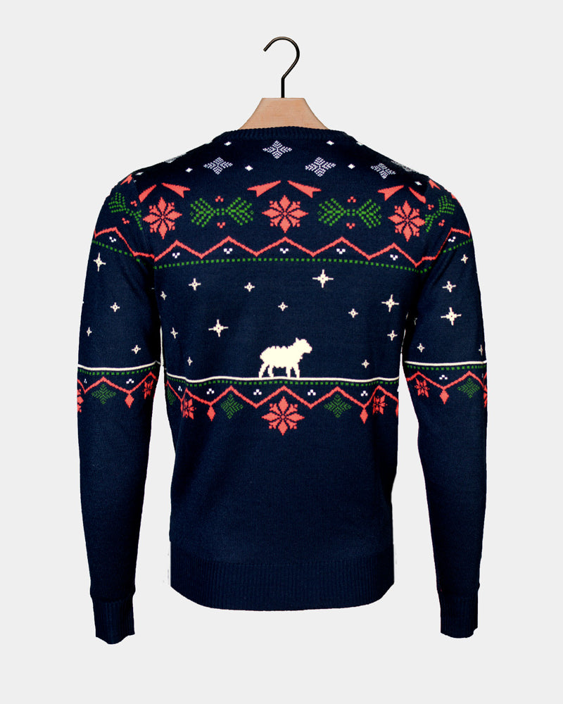 Jersey de Navidad azul Familia Portal de Belén