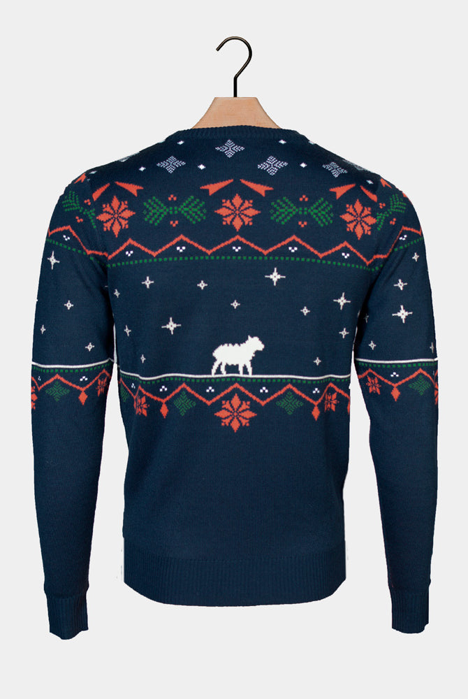 Jersey de Navidad azul Familia Portal de Belén