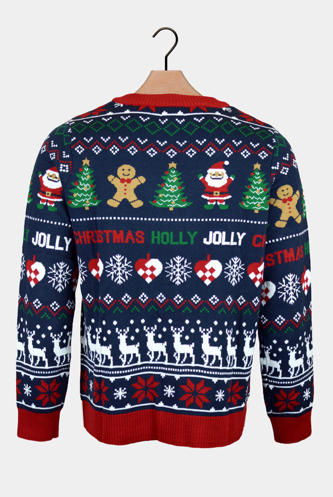 Jersey de Navidad para Hombre Azul y Rojo Cárdigan