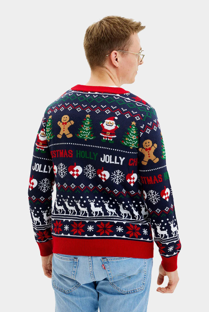 Hombre Jersey de Navidad Cárdigan Azul y Rojo