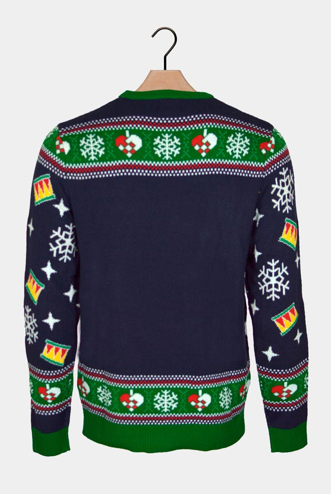Jersey de Navidad con Luces LED con Árbol Navidad Mujer Azul