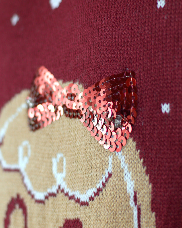Jersey de Navidad con Luces LED para Familia Rojo Ginger Cookie detalle 2