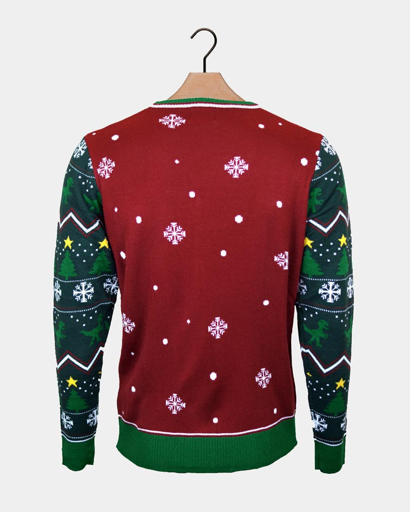 Jersey de Navidad con Luces LED para Hombre Christmas Tree-Rex espalda