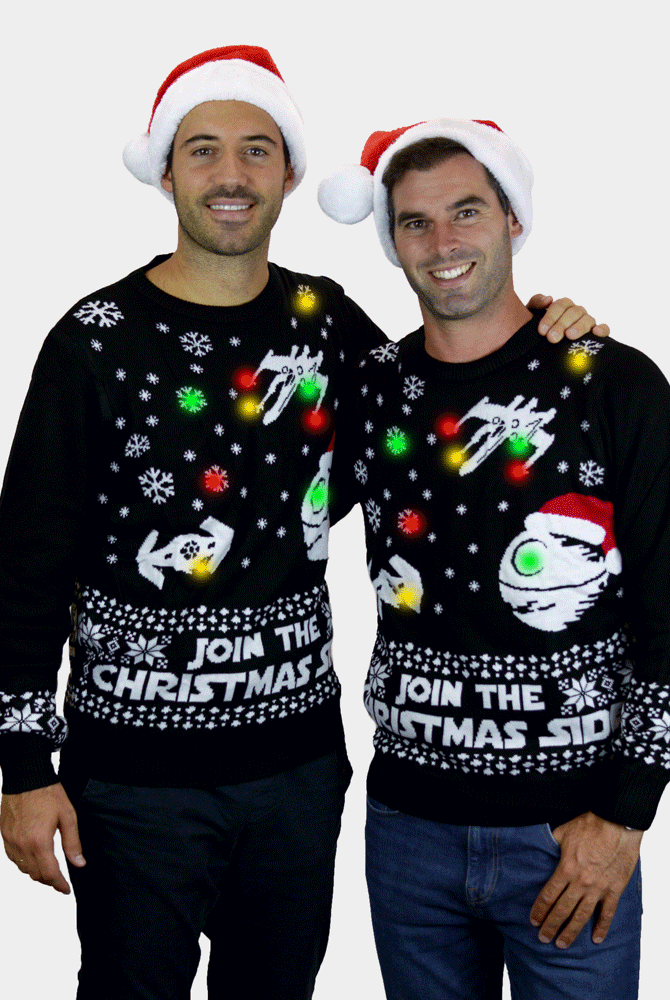 Jersey de Navidad con Luces LED pareja Hombres Join the Christmas Side
