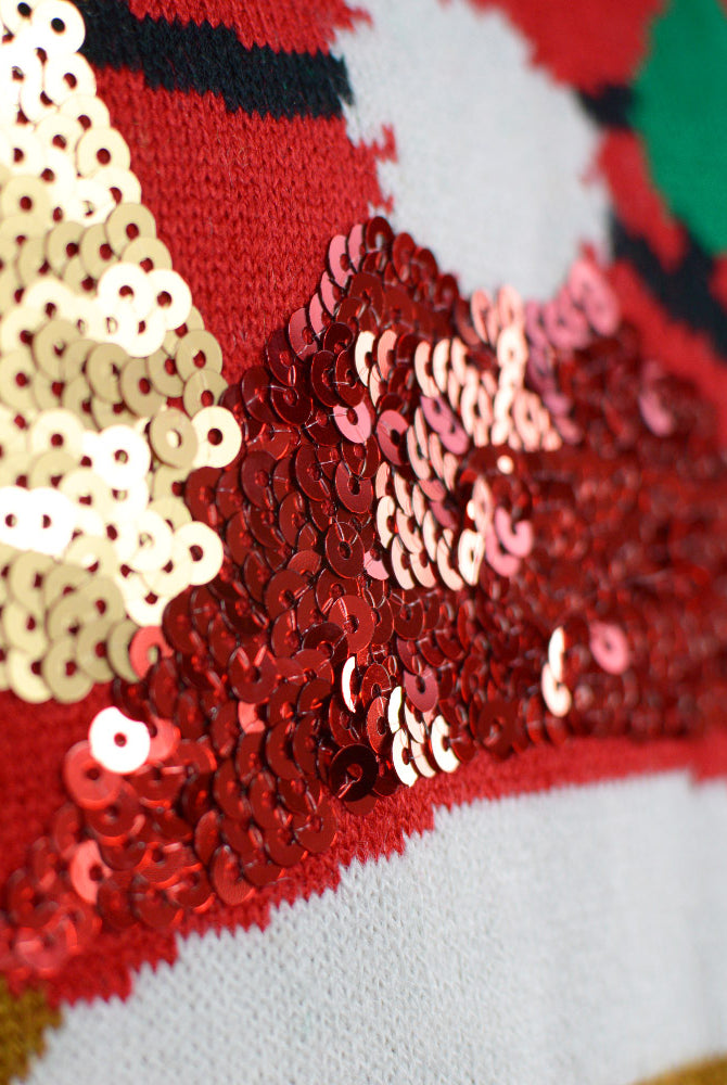 Jersey de Navidad Luces LED Hombre Reno Brillante Detalle Lentejuelas