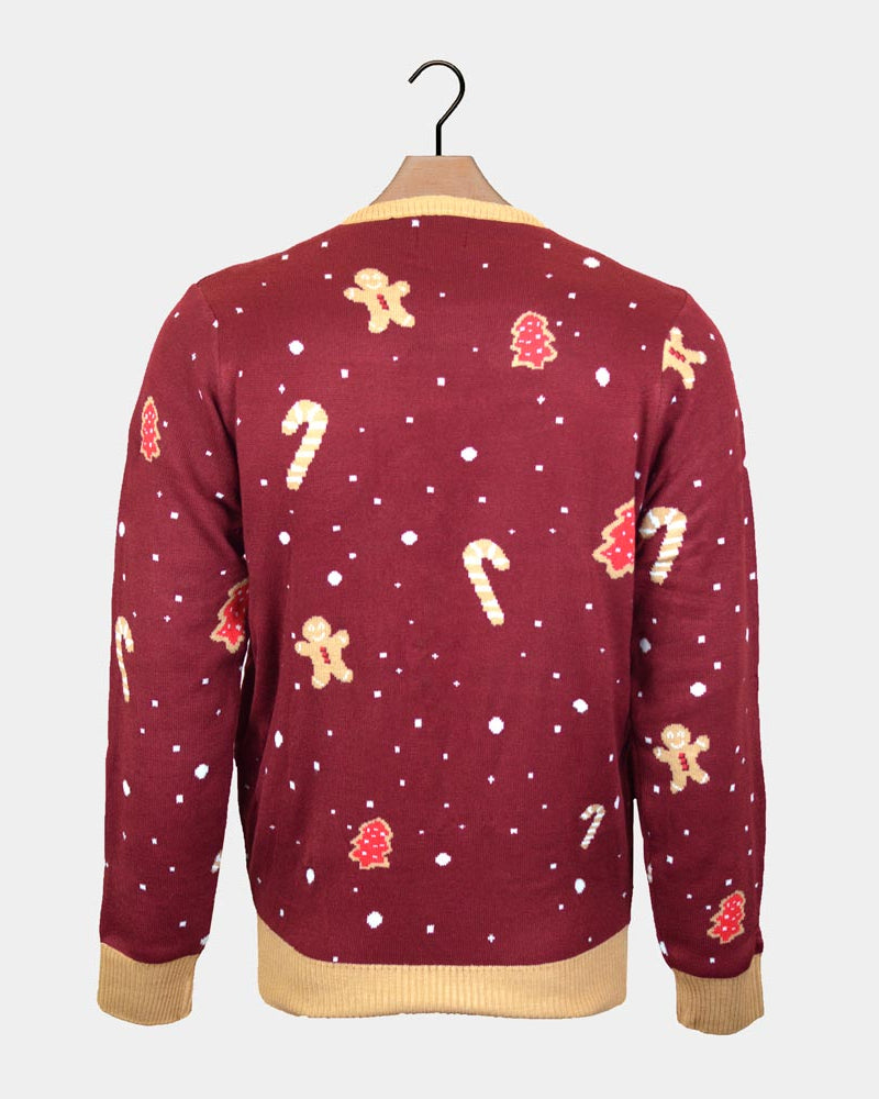 Jersey de Navidad con Luces LED para Hombre Rojo Ginger Cookie espalda