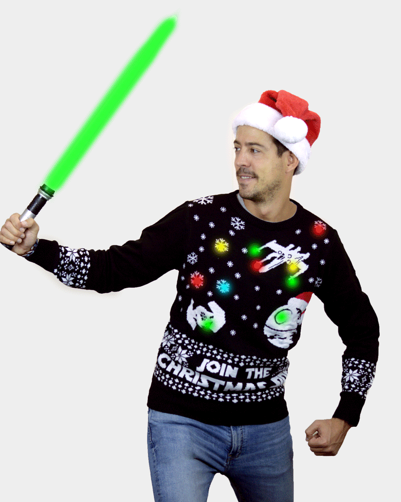 Jersey de Navidad Luces LED Mujer Hombre Star Wars Join the Christmas Side
