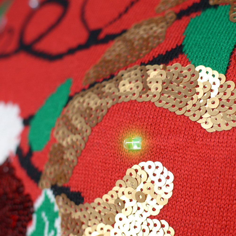 Jersey de Navidad Luces LED detalle Mujer Reno Brillante Lentejuelas
