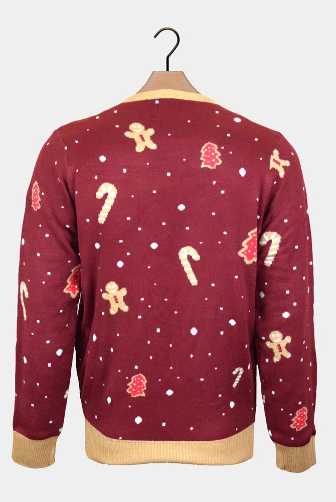 Jersey de Navidad con Luces LED para Mujer Rojo Ginger Cookie espalda