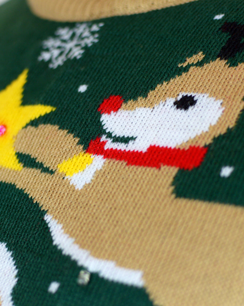 Jersey de Navidad Papá Noel hecho un Lío Luces LED para Mujer